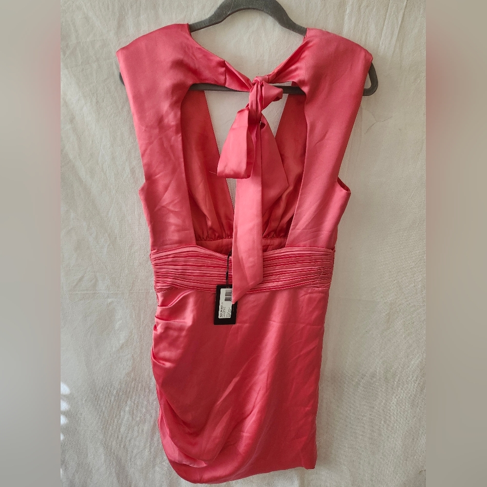 Ramy Brook Gabrielle Satin Ruched Mini Dress In Punch Size 8 - Picture 5 of 11